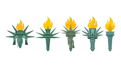 Liberty Torch Color Vector Set on PNG Background, liberty torch, Statue of Liberty torch, torch, freedom torch, patriotic symbol, liberty symbol, enlightenment, flame, torch icon, torch illustration,  © TalalAhmad