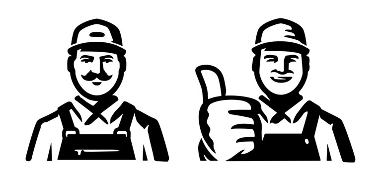 construction worker mascot set vector illustration