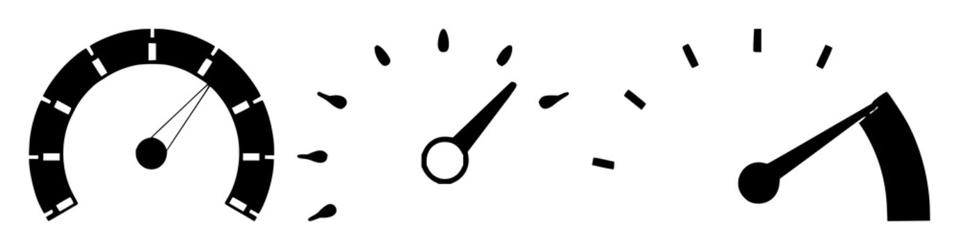 Accelerator speed icon set with single solid black icon on white background featuring speedometer, acceleration, velocity with black and white illustration