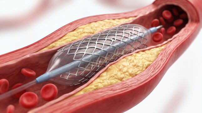 Coronary stent deployment in a blocked blood vessel