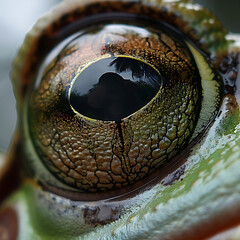 Fototapeta premium Ultra Macro of a Frog's Eye with Palm Tree Reflection