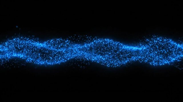 Glowing blue particle wave technology.