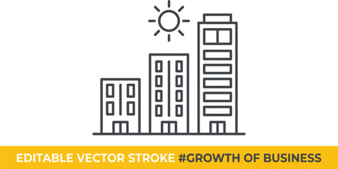 Editable vector illustration of growing business buildings © MDSAIFUL