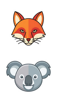 Cute cartoon fox and robot character illustration.