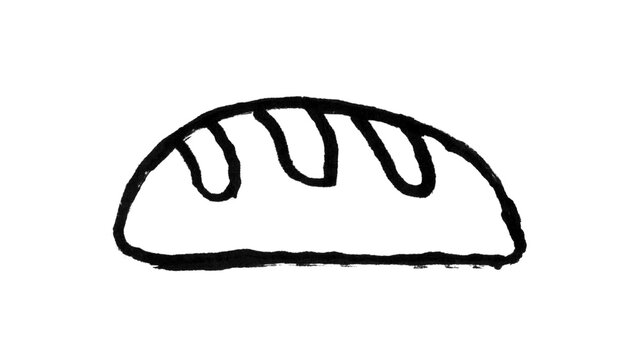 Hand Drawn Bread Loaf Doodle Brush Set &ndash; Black Line Art Bakery Sketch