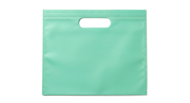 Green reusable non woven shopping bag with die cut handle