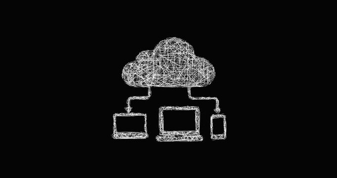Sketch cloud computing icon animation - smooth progressive reveal
