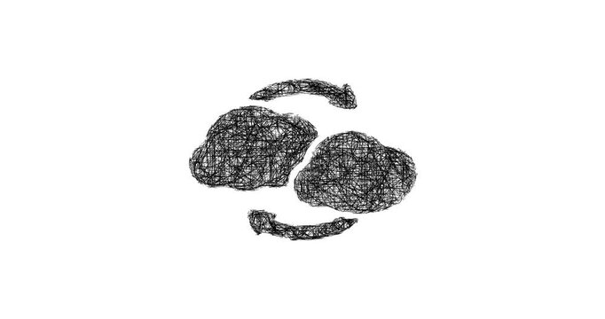 Sketch cloud sync icon animation - smooth progressive reveal