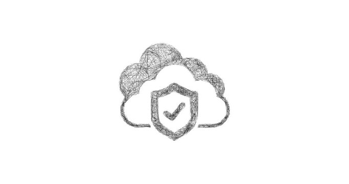 Sketch hybrid cloud icon animation - smooth progressive reveal
