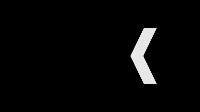 Left directional arrow loop animation. Animated arrows for the overlay video layer. arrow extending on black background