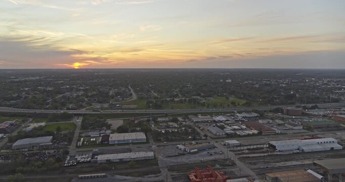 Mobile Alabama Aerial v20 sunset over the rural landscapes and shipyards - DJI Inspire 2, X7, 6k - March 2020