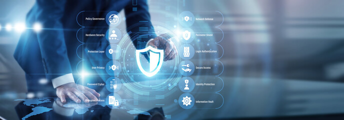 Specialist point of Cybersecurity threat prevention and data protection concept neutralizing malicious digital attacks relentlessly. Securing critical enterprise assets in a global web. © CyberFrame