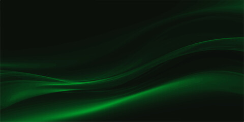 Fototapeta premium Abstract Green Flowing Light Waves Background with Glowing Energy Lines Digital Motion Texture Modern Wallpaper Design Illustration