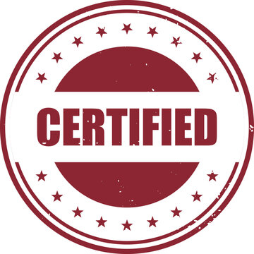 Red Certified Rubber Stamp Seal Impression on a White Background Professional Style