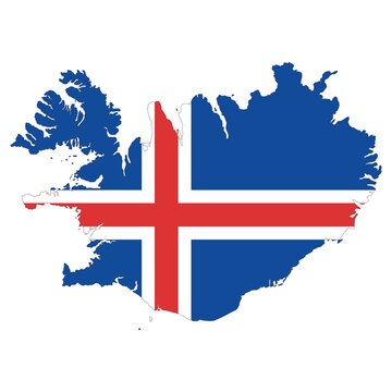 Vector map of Iceland filled with the national flag colors. Ideal for geography, education, travel, and Nordic design projects.