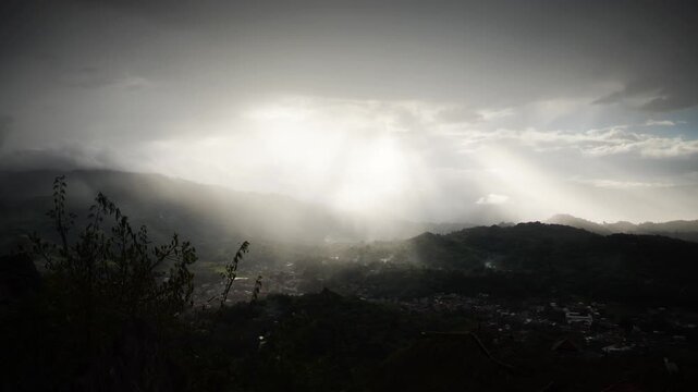 Cloud Timelapse Over Lush Mountains in Tana Toraja Indonesia