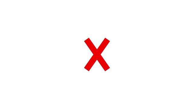 Red X Marks Progress Across Three Frames In White Background Footage