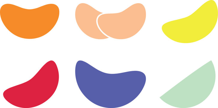 Colorful Minimalist Jelly Bean and Candy Vector Icon Set with Smooth Organic Kidney Bean Shapes for Modern Food Branding App Interface Designs