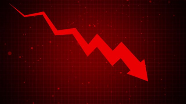 Red arrow representing financial market decline and economic recession