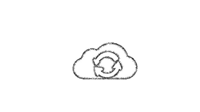 Sketch cloud sync icon animation - smooth progressive reveal