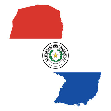 Vector map of Paraguay filled with the national flag colors. Ideal for geography, education, travel, and South American design projects.