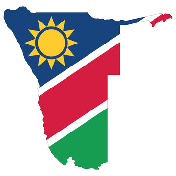 Vector map of Namibia filled with the national flag colors. Perfect for geography, education, travel, and African-themed projects.