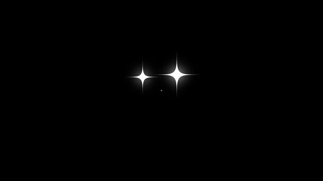 Glowing light trails with flat vector doodle sparkle and shiny blinking stars animation over an isolated black screen background in 4k quality.