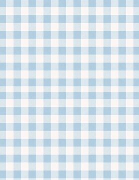 Classic light blue and white gingham plaid seamless pattern background