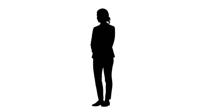 Silhouette of person standing with hands in pockets isolated on transparent background, Vector