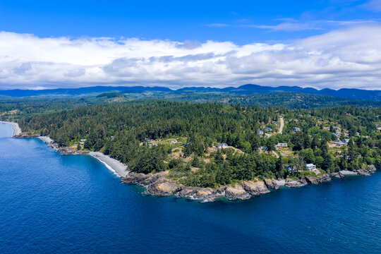 Aerial Coastal Forest Landscape at Otter Point, Sooke &mdash; Vancouver Island, British Columbia, Canada