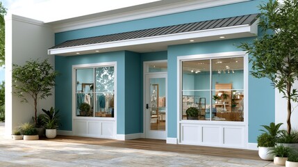 Fototapeta premium Modern clothing boutique with organized fashion displays and apparel collections.