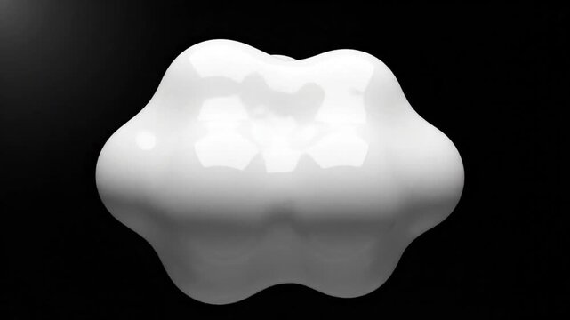 Two perfectly smooth white spheres are joined together in the center creating a symmetrical shape with a dark black background and small white dots on either side, Abstract, Backgrounds/Textures