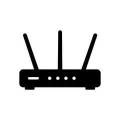 Fototapeta premium Black silhouette of a wireless internet router with three external antennas