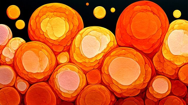 Orange Yellow Watercolour Circle Cluster Abstract Art Background