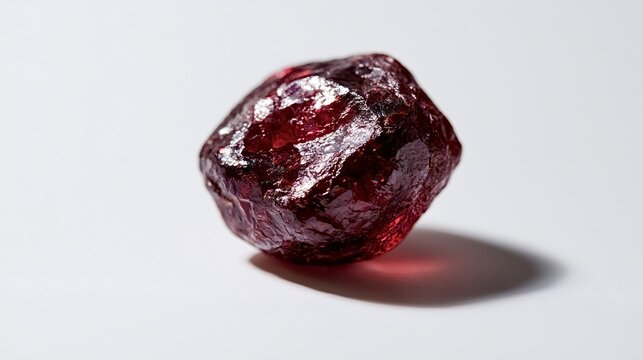 Rough red garnet gemstone showcases its brilliant ruby color and natural texture, highlighting the raw beauty of unworn minerals and birthstones