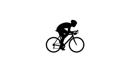 Naklejka premium Cyclist On Road Bicycle Black Silhouette biker