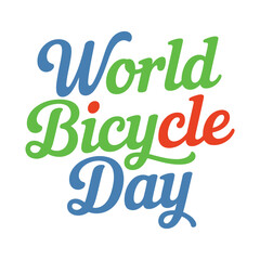Naklejka premium Bicycle day script style text isolated on a white background