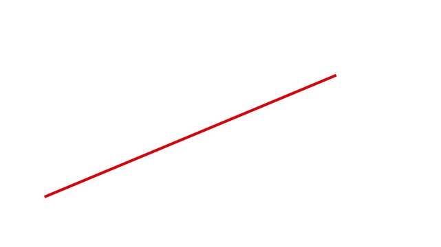 Animated red diagonal line drawing upwards on a white background.