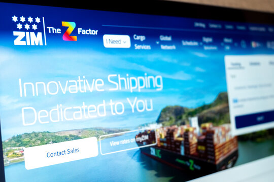 Zim shipping company website displaying cargo services