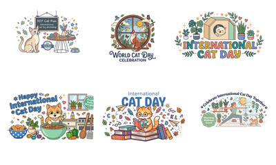 Fototapeta premium International cat day celebration with cats 