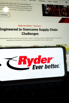 Ryder logo on mobile device showing supply chain solutions