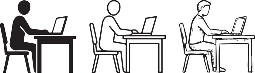 Fototapeta premium People working on laptops in office setting