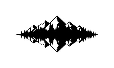 Fototapeta premium Black mountain landscape silhouette, vector graphic, geometric design, travel icon