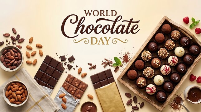World chocolate day celebration with assorted chocolates