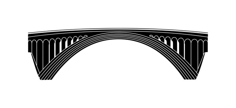 Black, modern, architectural arch, bridge design element, vector illustration
