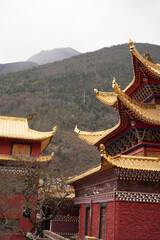Fototapeta premium Tibetan Buddhist Monastery with Golden Roofs in Ganzi, Sichuan, China