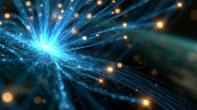 Glowing streams of solar wind colliding with Earth's shimmering blue magnetic field luminous cosmic concept with fine plasma detail space weather magnetosphere with copy space
