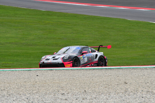 Scarperia, Italy - September 14th 2025: Porsche 911 GT3 Cup (992) of team FAEMS in action during Italian Championship GT Endurance race event at Mugello Circuit.