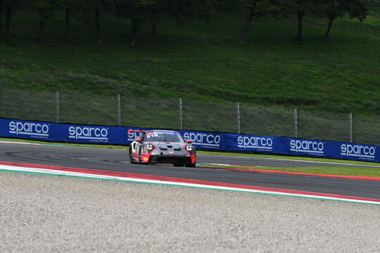 Scarperia, Italy - September 14th 2025: Porsche 911 GT3 Cup (992) of team FAEMS in action during Italian Championship GT Endurance race event at Mugello Circuit.