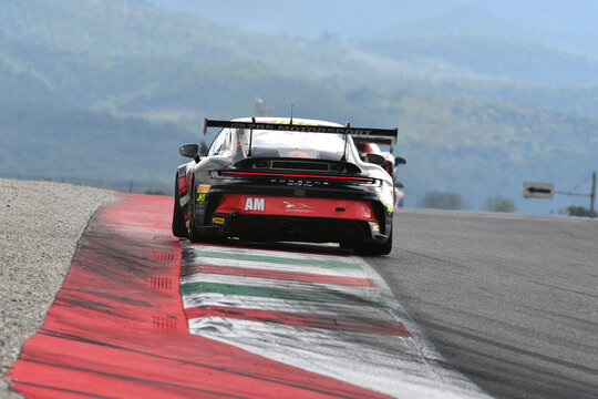 Scarperia, Italy - September 14th 2025: Porsche 911 GT3 Cup (992) of team ZRS MOTORSPORT in action during Italian Championship GT Endurance race event at Mugello Circuit.